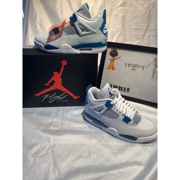 Air Jordan 4 Retro Military Industrial Blue HF4281-141 SIZE ( 7Y ) GS BRAND NEW